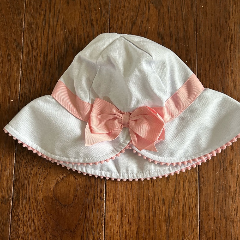 Pink and White Kids Sun Hat